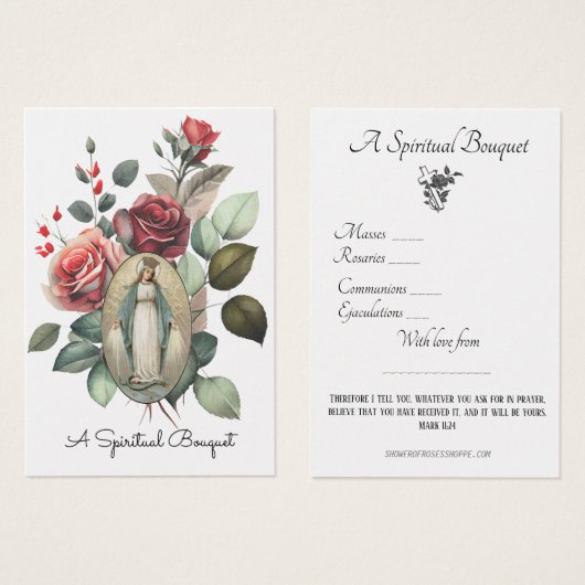 Vierge Marie Bouquet spirituel Prière Sainte Carte (Devant & derrière)