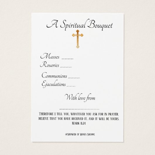 Vierge Marie Bouquet spirituel Prière Sainte Carte (Dos)