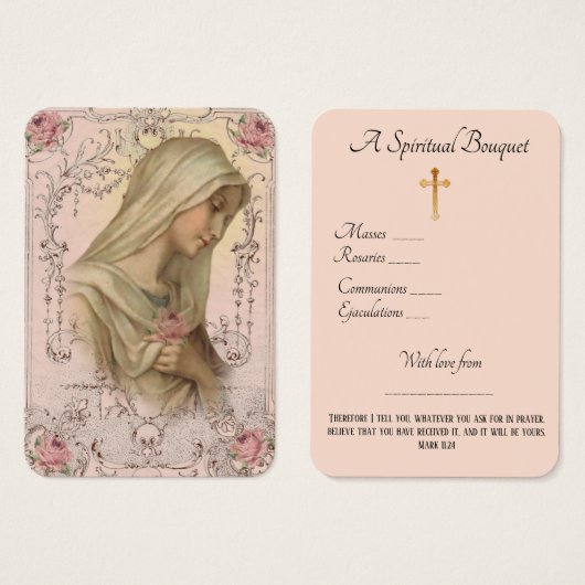 Vierge Marie Bouquet spirituel Prière Sainte Carte (Devant & derrière)
