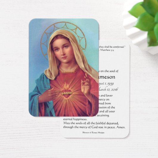 Vierge Marie Catholicisme Funéraire Carte Sainte - (Bureau)