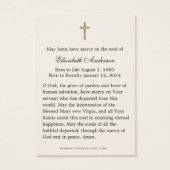 Vierge Marie catholique Funérailles Photo Carte Sa (Dos)