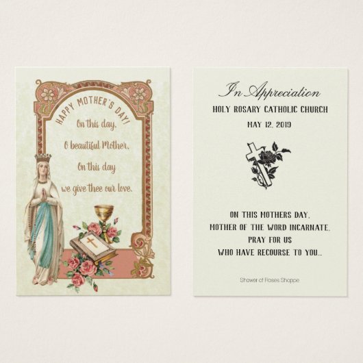 Vierge Marie Fête des mères Cartes de souvenir (Devant & derrière)