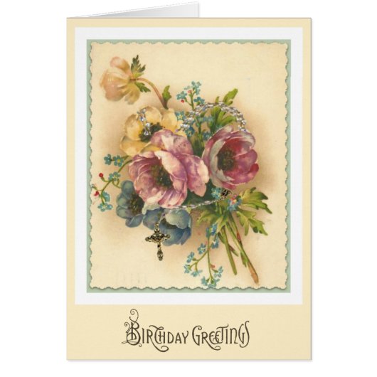 Vierge Marie Floral Rosaire Anniversaire Religieux (Devant)