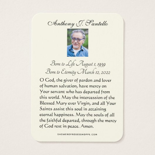 Vierge Marie Funérailles Prière (Dos)