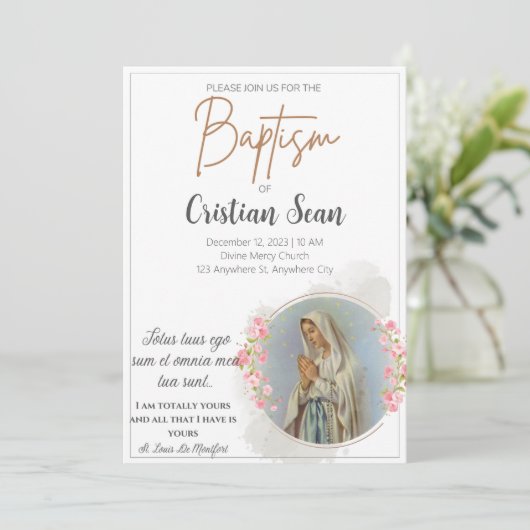 Vierge Marie Invitation au baptême (Debout devant)