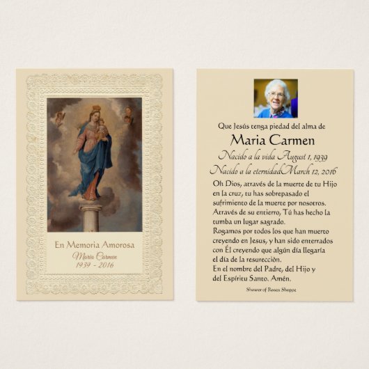 Vierge Marie Notre-Dame du Pilier Espagnol (Devant & derrière)