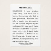 Vierge Marie Prière de mémoire religieuse catholiq (Dos)