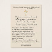 Vierge Marie : prière funéraire catholique Carte S (Dos)