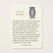 Vierge Marie Salve Reina Espagnol Prière Carte Sai (Dos)