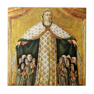 Vierge Marie sous son carreau en céramique