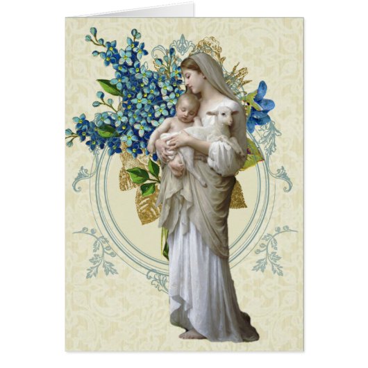 Vierge Marie Sympathie funéraire Carte Sainte Merc (Devant)