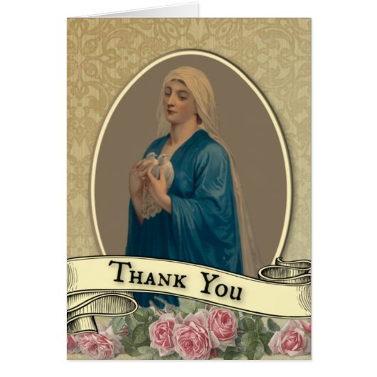 Vierge Marie Sympathie funéraire Carte Sainte Merc (Devant)