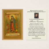 Vierge Mexique Guadalupe Espagne funérailles Memor (Devant & derrière)