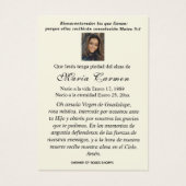 Vierge Mexique Guadalupe Espagne prière funéraire (Dos)