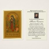Vierge Mexique Guadalupe Espagne prière funéraire (Devant & derrière)