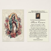 Vierge Mexique Guadalupe Espagne prière funéraire (Devant & derrière)