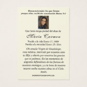 Vierge Mexique Guadalupe Espagne prière funéraire (Dos)
