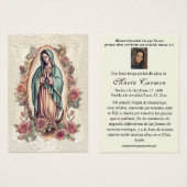 Vierge Mexique Guadalupe Espagne prière funéraire (Devant & derrière)