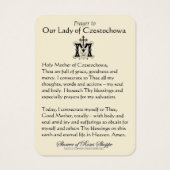 Vierge noire Marie Prière catholique (Dos)