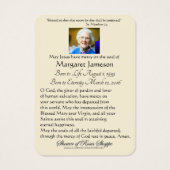 Vierge noire Marie Prière funéraire catholique (Dos)