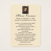 Vierge religieuse Marie Funérailles espagnoles Pri (Dos)