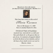 Vierge religieuse Marie Guadalupe Funérailles cath (Dos)