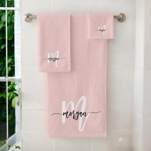 Vierge rose moderne Script Girl Monogramme Nom