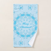 Vierige kersttekst rond lijst snowflake blauw met bad handdoek (Handdoek)