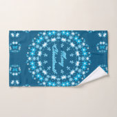 Vierige kersttekst rond lijst snowflake blauw met bad handdoek (Handdoek)