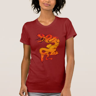 Vierige Oranje en rode drakenkunst T-shirt