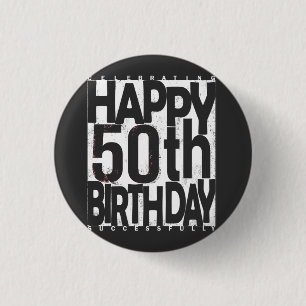 viering 50e geboortedag ronde button 3,2 cm