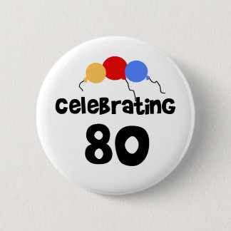 Viering 80 80e verjaardag ronde button 5,7 cm