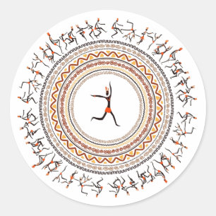 Viering/Afrikaans volksdans motief ontwerp Ronde Sticker