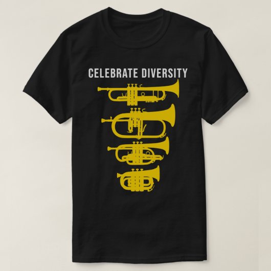 Viering diversiteit Funny trumpet flugelhorn corne T-shirt (Design voorkant)