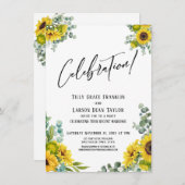 Viering! Eucalyptus Sunflower Party Reception Kaart (Voorkant / Achterkant)