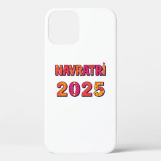Viering "NAVRATRI 2025" Kleurrijke typografie iPhone 12 Hoesje