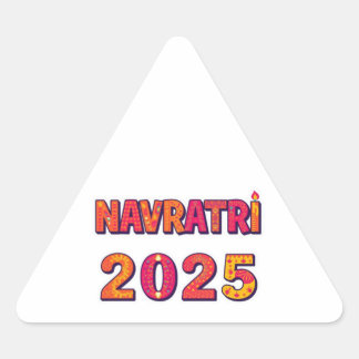 Viering "NAVRATRI 2025" Kleurrijke typografie Driehoek Sticker