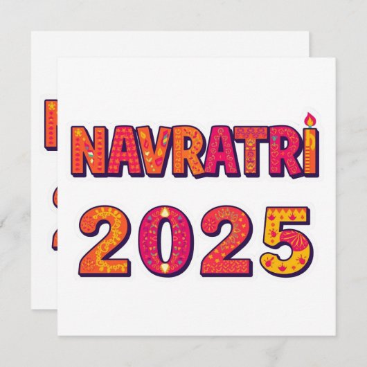 Viering "NAVRATRI 2025" Kleurrijke typografie Kaart (Voorkant / Achterkant)
