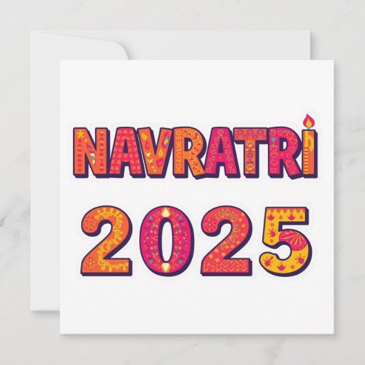 Viering "NAVRATRI 2025" Kleurrijke typografie Kaart (Voorkant)