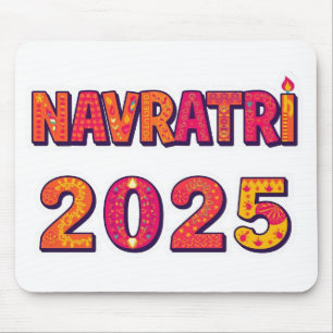 Viering "NAVRATRI 2025" Kleurrijke typografie Muismat