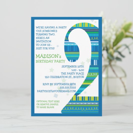 Viering Stripes nummer 2 Tweede verjaardag Kaart (Staand voorkant)