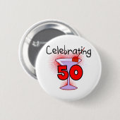 Viering van 50 T-shirts en cadeaus Ronde Button 5,7 Cm (Voorkant /achterkant)