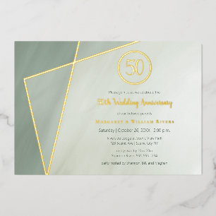 viering van 50e verjaardag grayed jade met goud folie uitnodiging