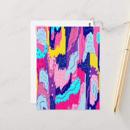 Viering van Abstracte kleurenkunst Briefkaart (Voorkant / Achterkant in situ)