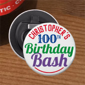 Viering van de 100e verjaardag van de geboorte button flesopener