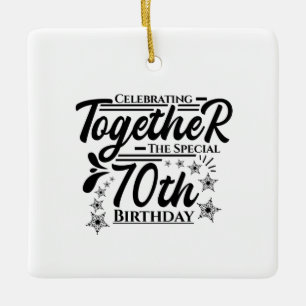 viering van de 70e verjaardag keramisch ornament