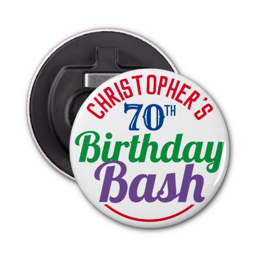 Viering van de 70ste verjaardag van de geboorte button flesopener (Voorkant)