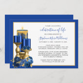 Viering van de begrafenis Memorial Blue Candle Kaart (Voorkant / Achterkant)