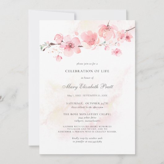 Viering van de begrafenis van het leven Foto roze  Kaart (Voorkant)