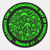 Viering van de Internationale Dag van de Bossen Ronde Sticker (Voorkant)